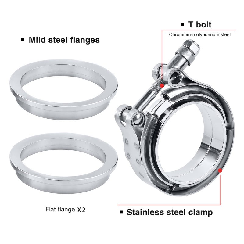 EVIL ENERGY 2.5 Inch V Band Clamp Stainless Steel with Flange Flat Mild Steel - Image 3